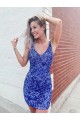 Short Velvet Sequin V-Neck Sleeveless Prom Dress