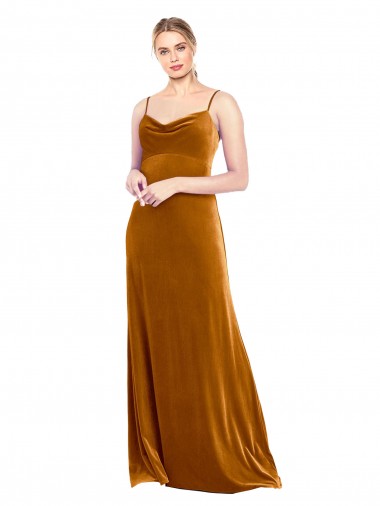 Buy Long Velvet Cowl Neck Slip Prom Dress UK