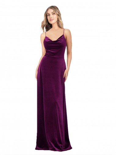 Buy Draped Neckline Spaghetti Straps Velvet Prom Dress UK