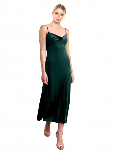 Buy Midi Length Cowl Neck Velvet Slip Cocktail Prom Dress / Homecoming Dress UK