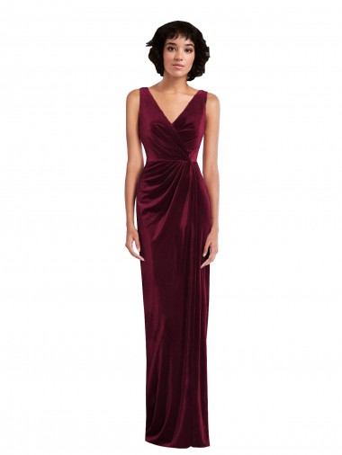 Buy Draped Skirt Faux Wrap Velvet Maxi Prom Dress UK