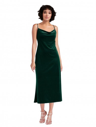 Buy Midi Length Cowl Neck Velvet Short Slip Cocktail Prom Dress / Homecoming Dress UK