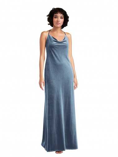 Buy Cowl Neck Velvet Maxi Slip Prom Dress UK