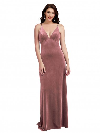 Buy Low Scoop Back Long V-Neck Velvet Slip Prom Dress UK